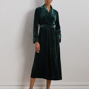 Lauren Ralph Lauren Black Label Long Emerald Velvet Robe M